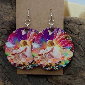 Baltic Birch sublimation wood earrings. New, Handmade.